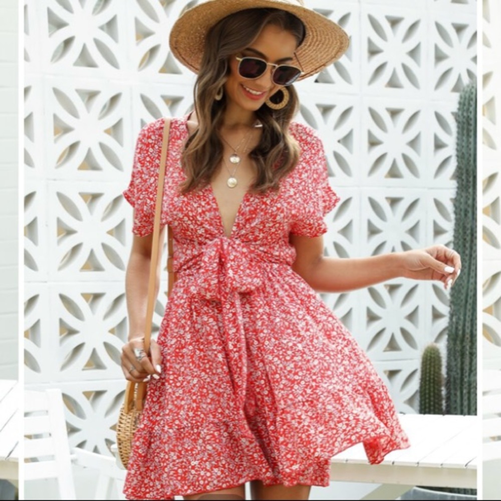 Floral dress in red